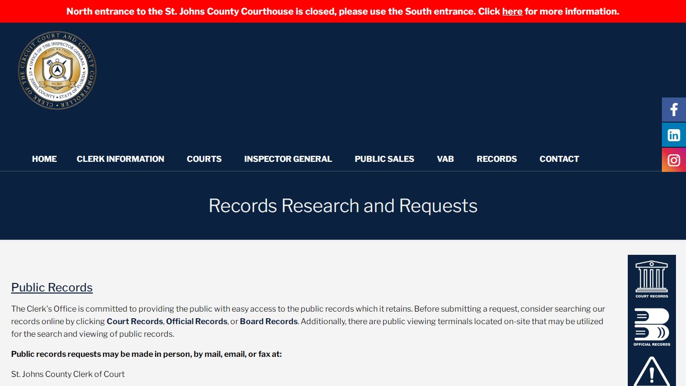 Records Research and Requests - St. Johns County Clerk of Court