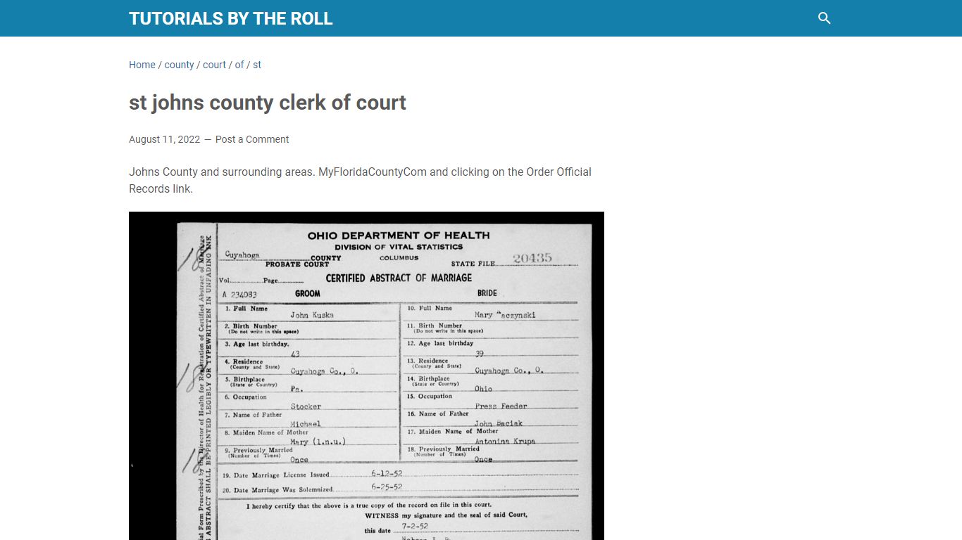 st johns county clerk of court - Tutorials By The Roll